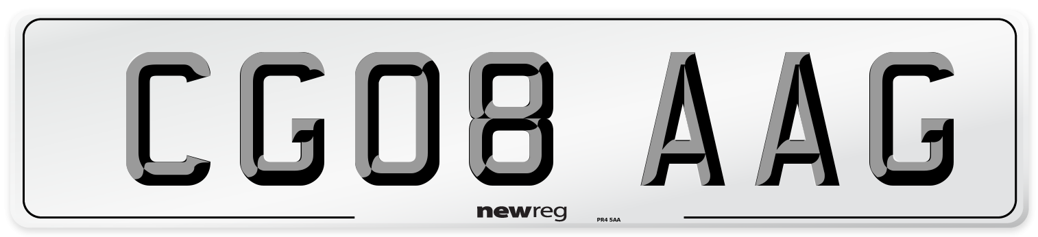 CG08 AAG Number Plate from New Reg